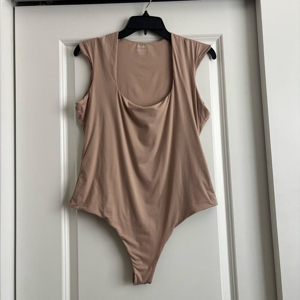 Pumiey Square Neck Cap Sleeve Bodysuit Sz XL